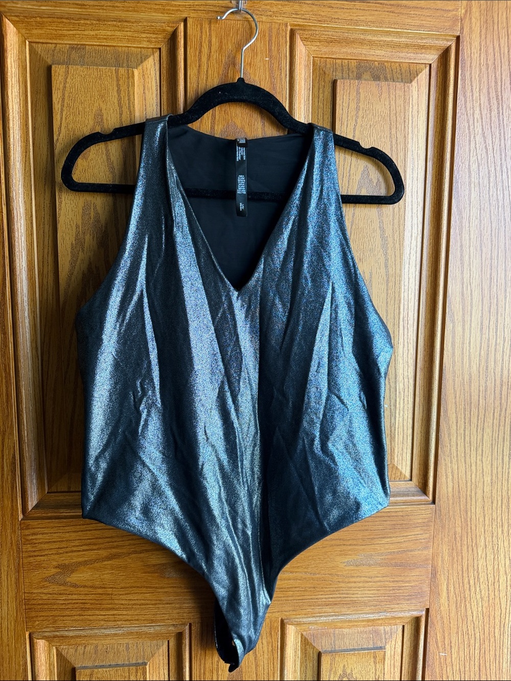 Victoria secret SPORT- Metallic Black V-Neck Bodysuit - Women Tops
